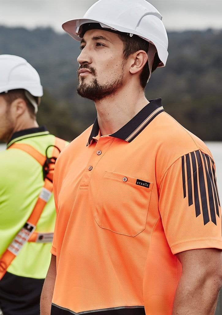 SYZMIK Short Sleeve Men's Hi Vis Flux Polo ZH315